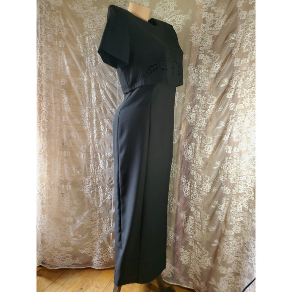 80's Vintage RJ & CO Women’s Long Dress BLACK FORMAL GOWN Long Leg Slit 8P - Picture 8 of 10